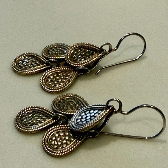 Anna Beck Gold and Silver Teardrop Earrings - Picture 2 of 3